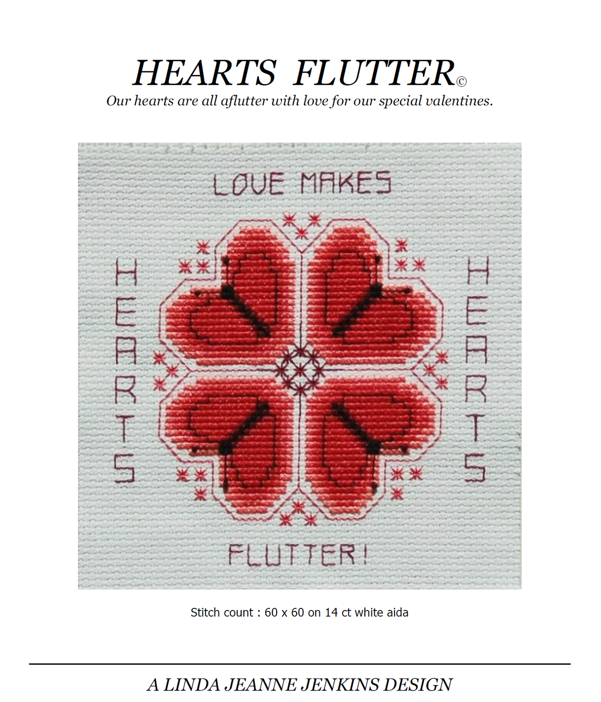 Hearts Flutter Cross Stitch Pattern