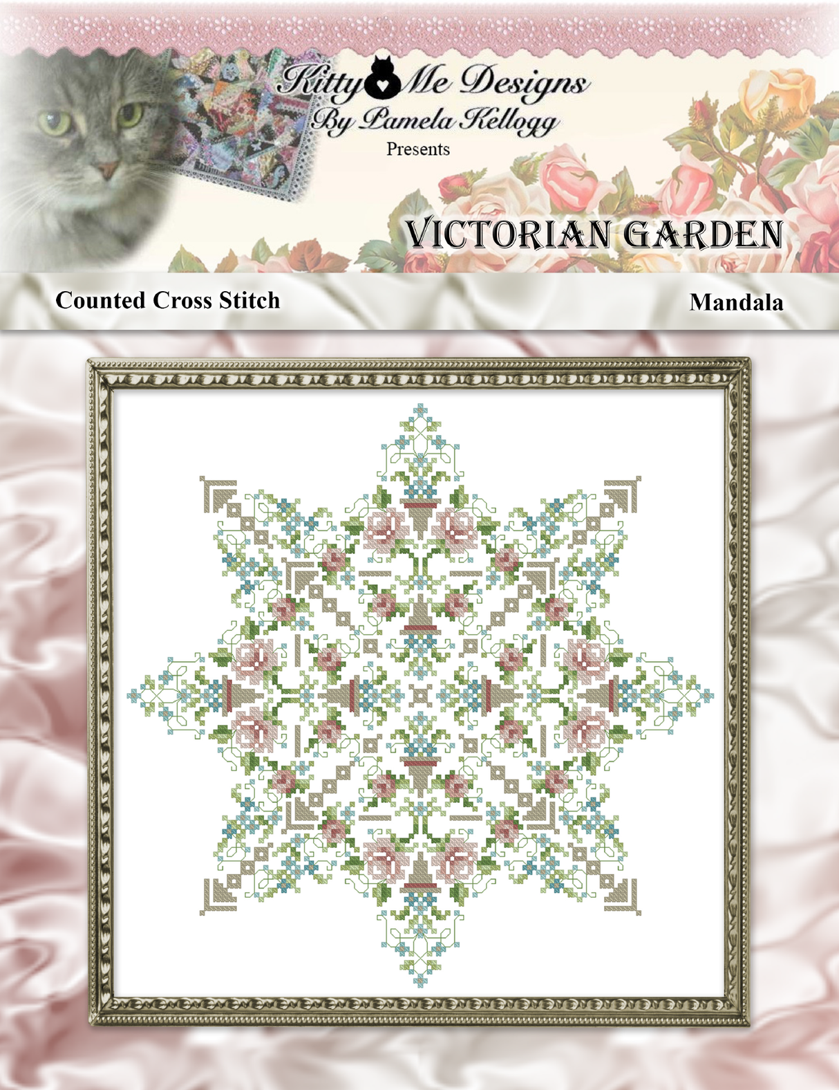 Victorian Garden Mandala Cross Stitch Pattern