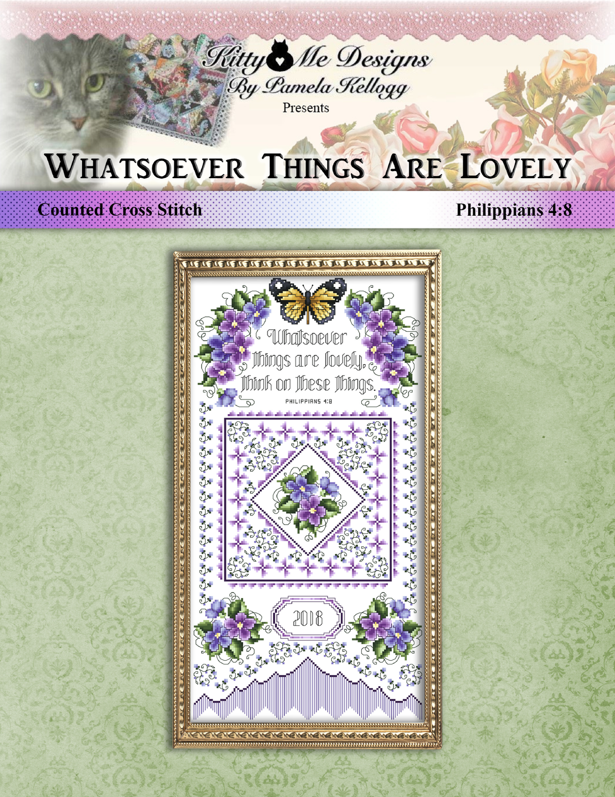 Whatsoever Things Are Lovely Cross Stitch Pattern