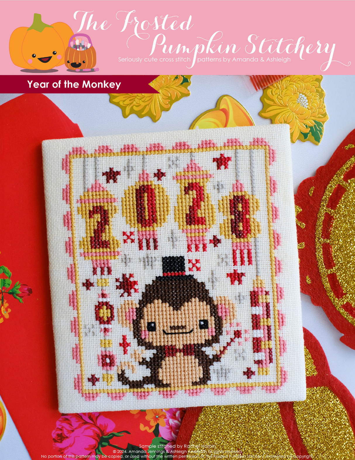 2028 Year of the Monkey Cross Stitch Pattern