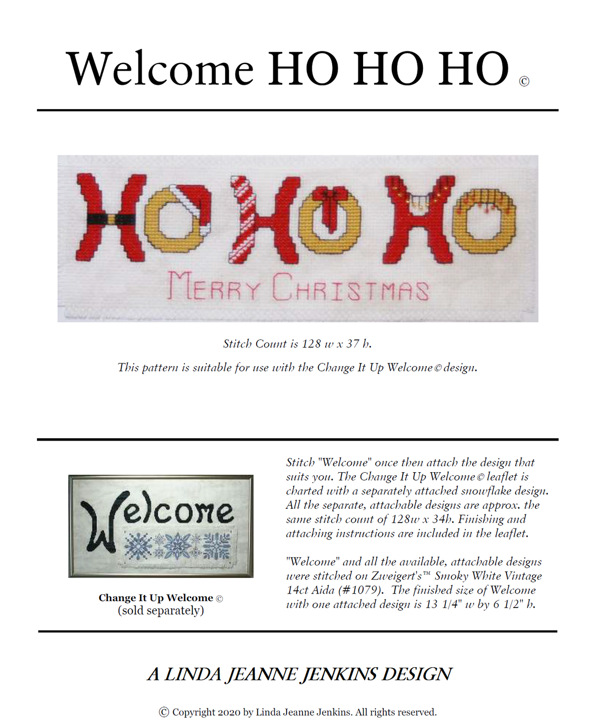 Welcome HO HO HO Cross Stitch Pattern