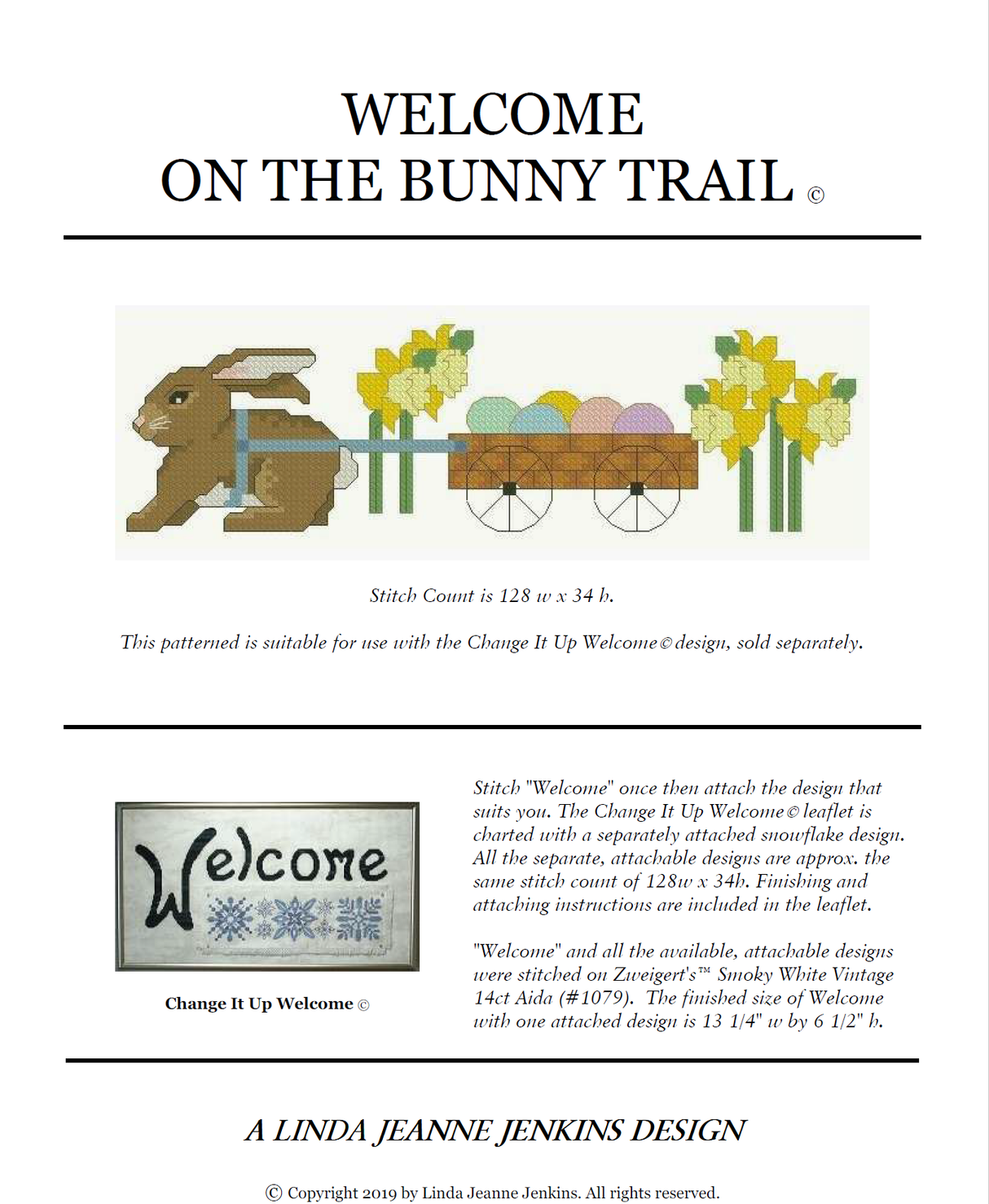 Welcome On the Bunny Trail Cross Stitch Pattern