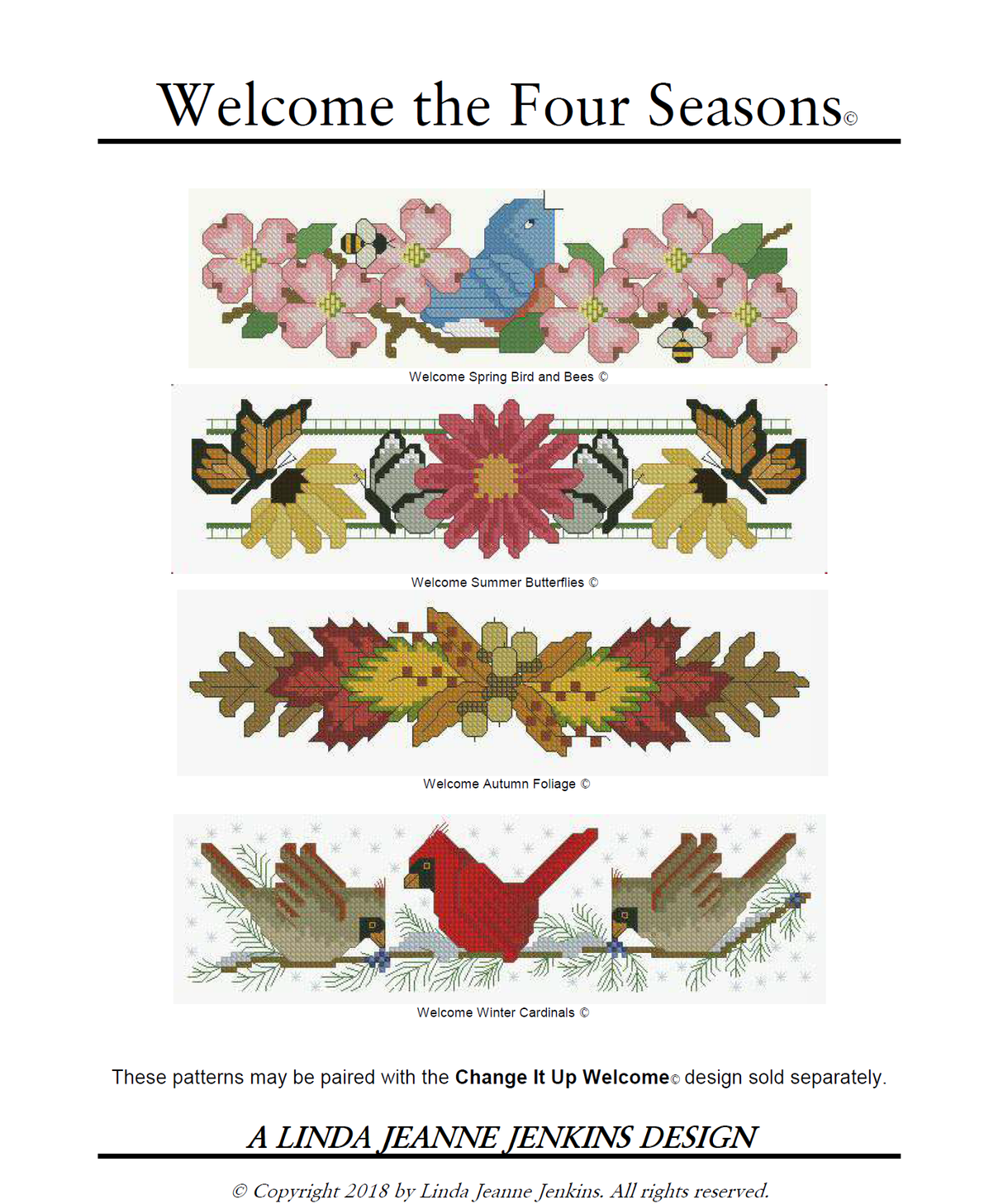 Welcome Four Seasons Cross Stitch Pattern