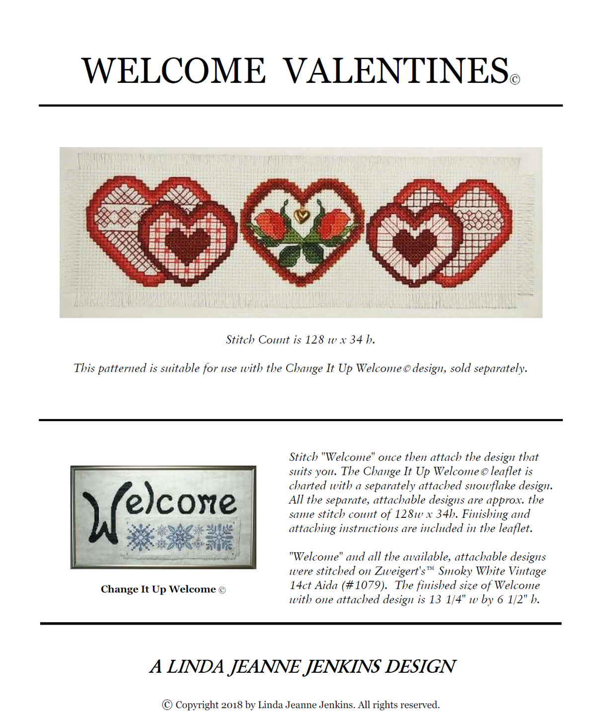 Welcome Valentines Cross Stitch Pattern