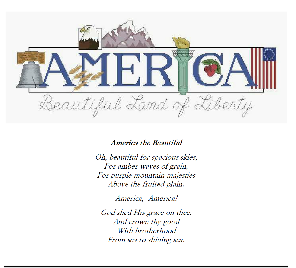 America Cross Stitch Pattern