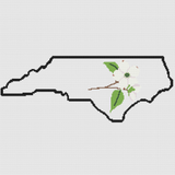North Carolina & Flowering Dogwood Outline Map Black Cross Stitch Pattern