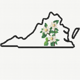 Virginia & Flowering Dogwood Outline Map Black Cross Stitch Pattern