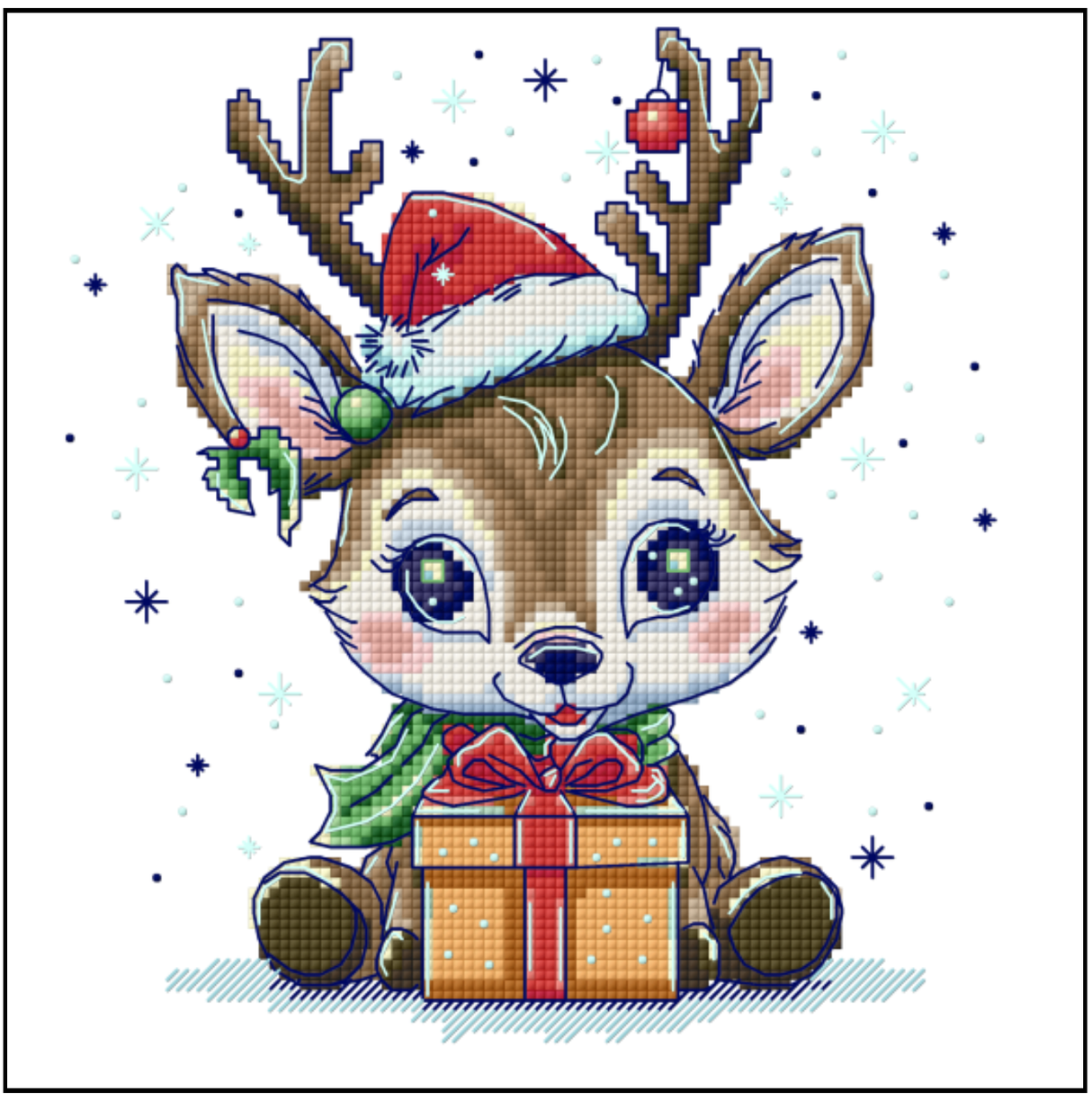 Merry Cheer Deer Cross Stitch Pattern