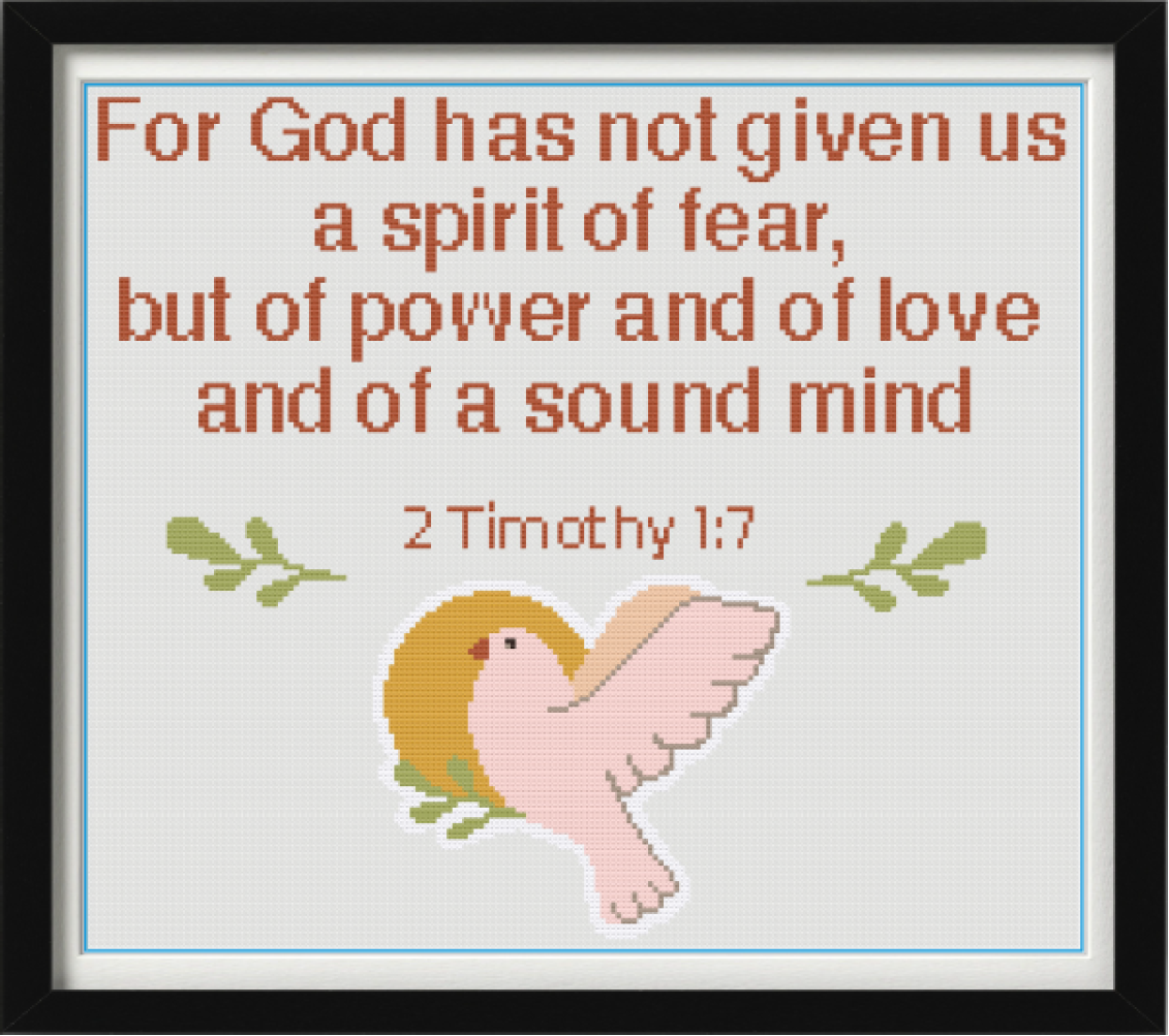 2 Timothy 1:7 Cross Stitch Pattern – Craft Hatchery