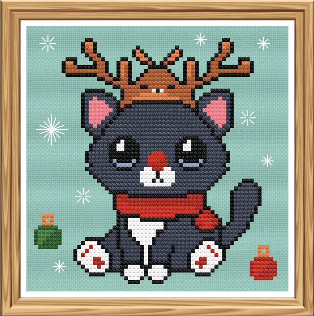 Meowdolph Cross Stitch Pattern