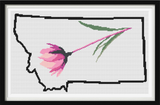 Montana & Bitterroot Outline Map Black Cross Stitch Pattern