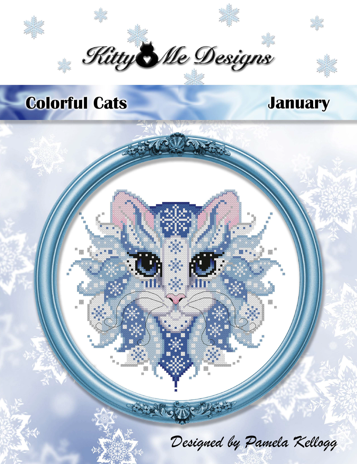 Colorful Cats January Cross Stitch Pattern