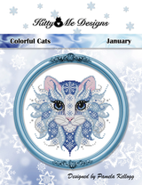 Colorful Cats January Cross Stitch Pattern