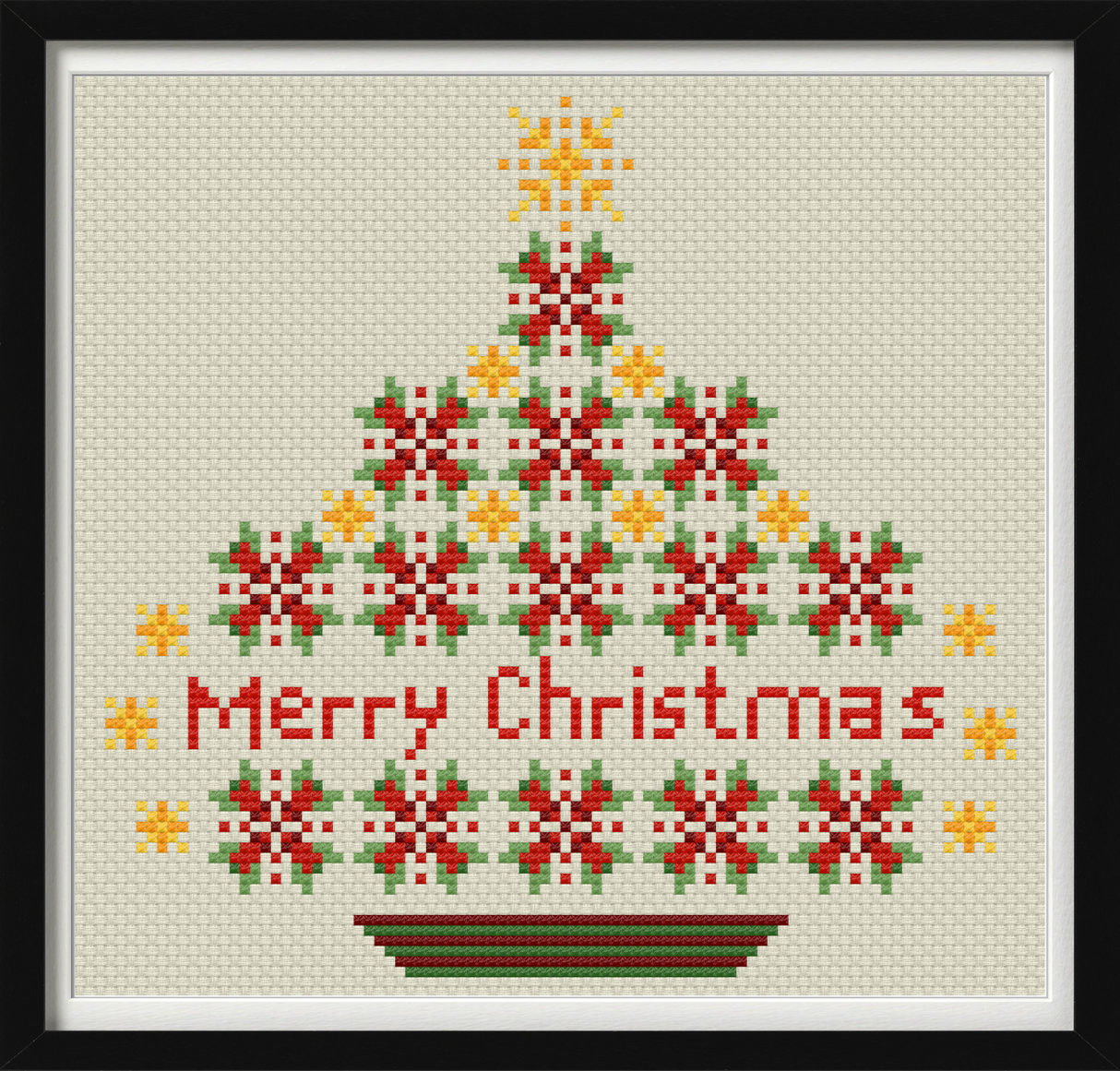 Merry Flake Tree Cross Stitch Pattern