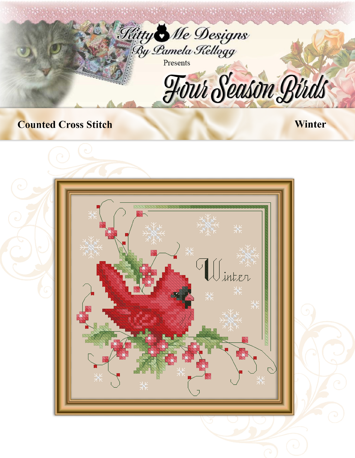 Four Season Birds Winter Cross Stitch Pattern