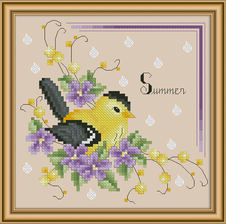 Four Season Birds Summer Cross Stitch Pattern