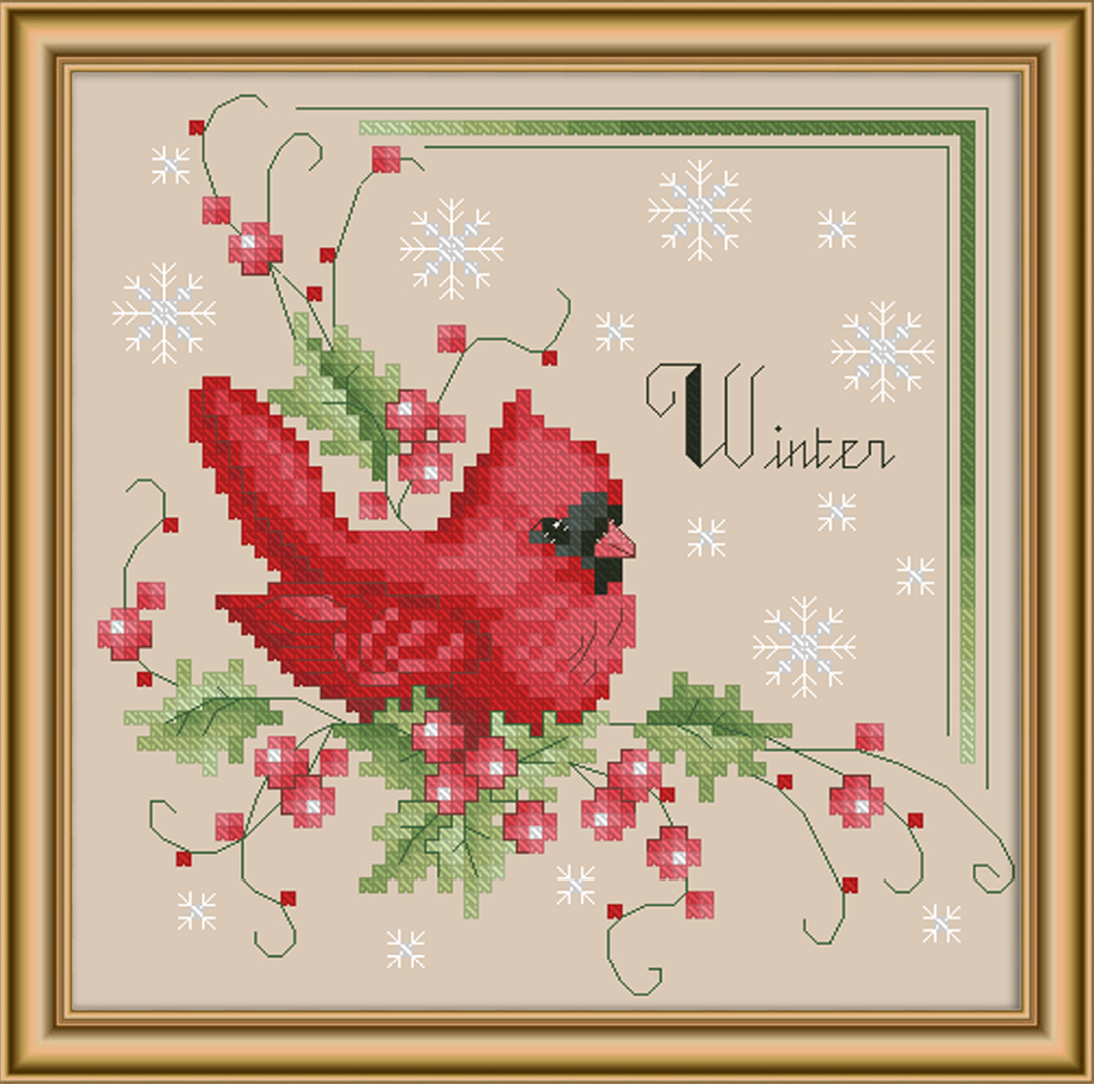 Four Season Birds Winter Cross Stitch Pattern โ Craft Hatchery