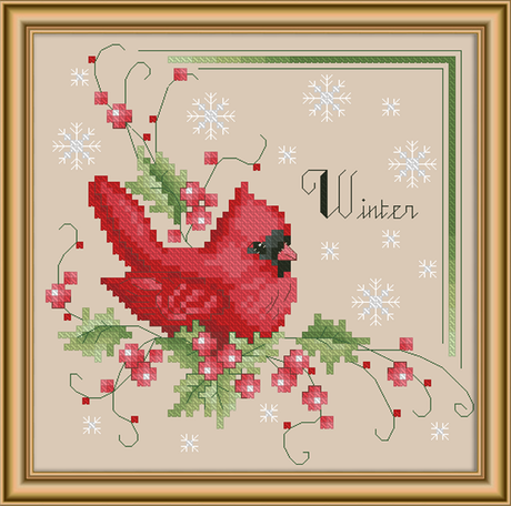 Four Season Birds Winter Cross Stitch Pattern