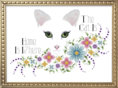 Home Is Where The Cat Is Cross Stitch Pattern