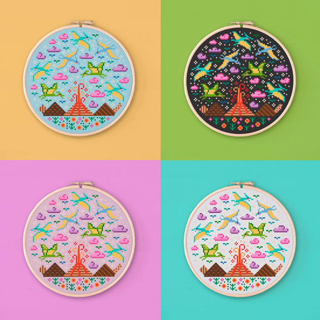 Mini Dino Garden – Design 1 Cross Stitch Pattern