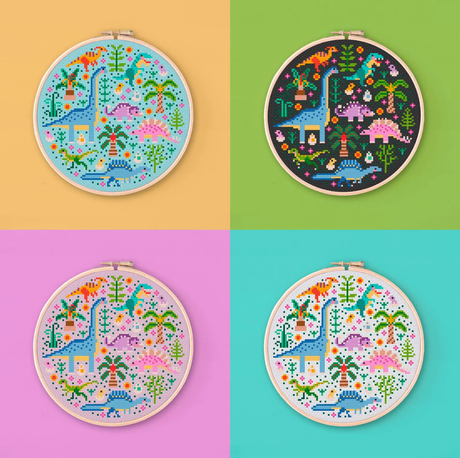 Mini Dino Garden – Design 2 Cross Stitch Pattern