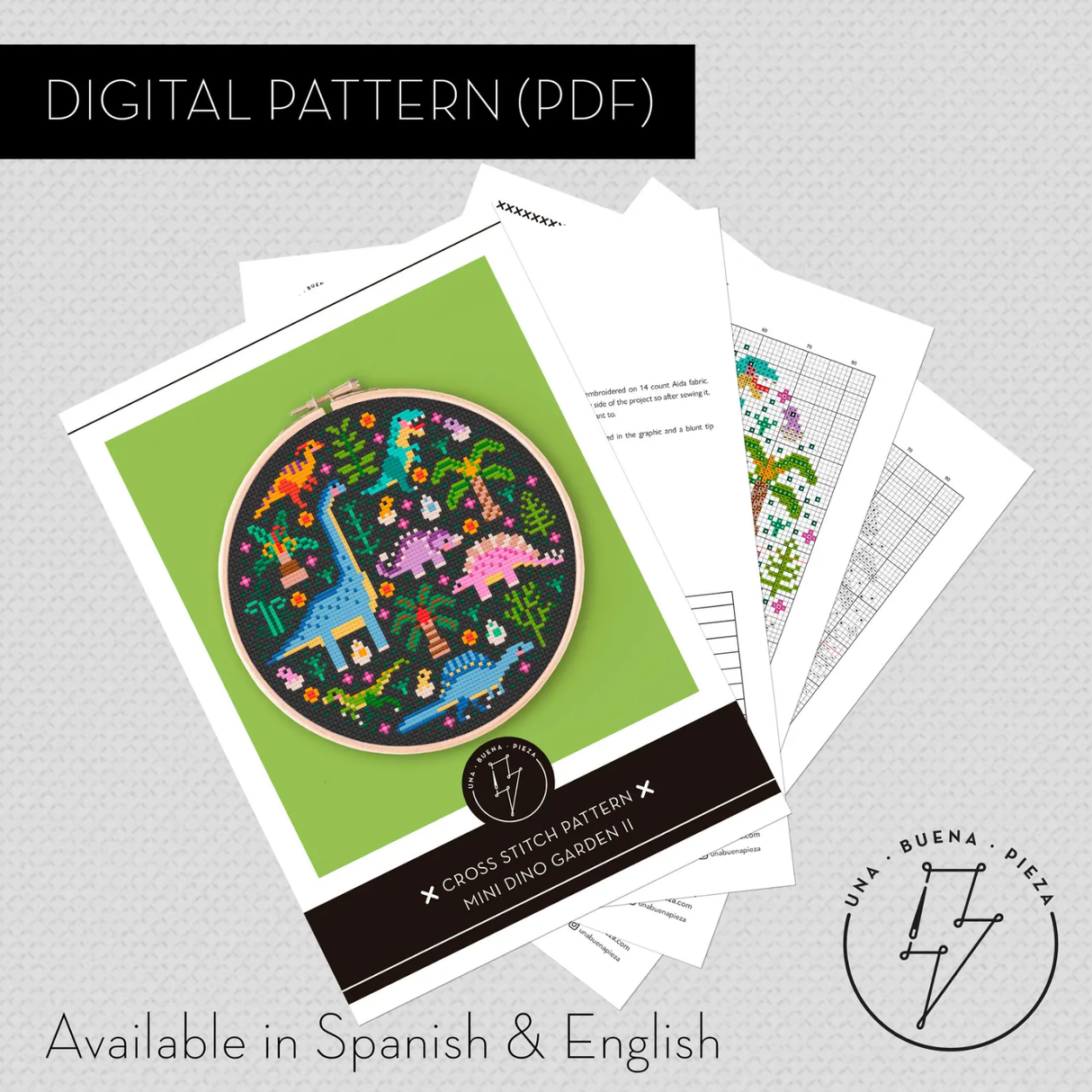 Mini Dino Garden – Design 2 Cross Stitch Pattern