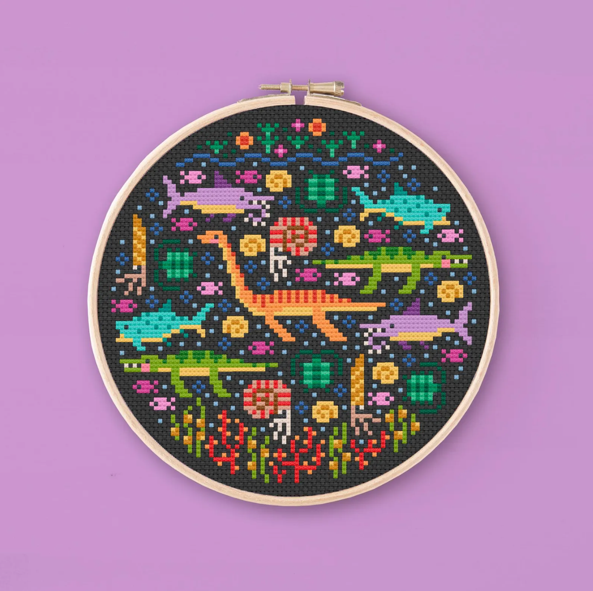 Mini Dino Garden – Design 3 Cross Stitch Pattern