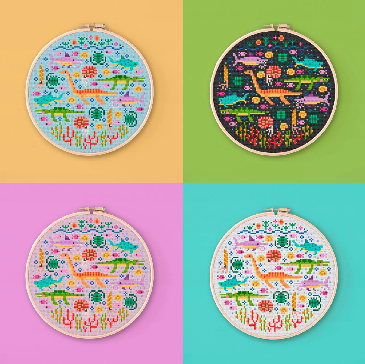 Mini Dino Garden – Design 3 Cross Stitch Pattern