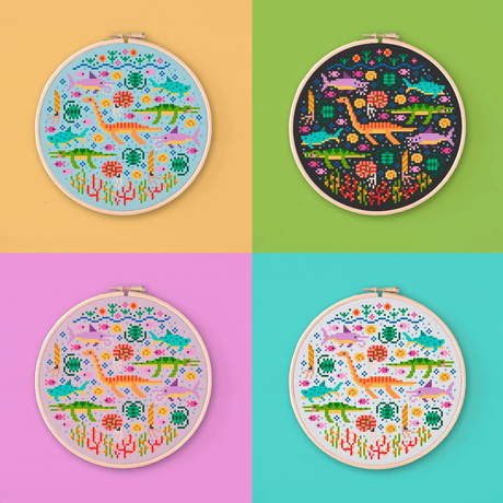 Mini Dino Garden – Design 3 Cross Stitch Pattern