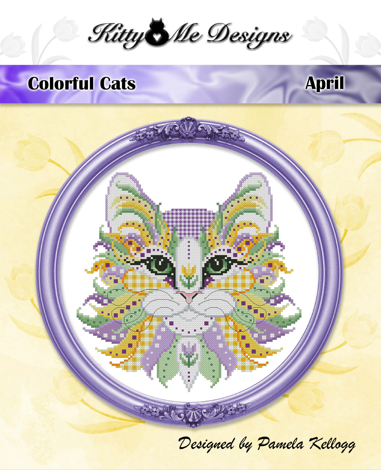 Colorful Cats April Cross Stitch Pattern