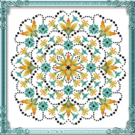 Fire Flowers Mandala Cross Stitch Pattern