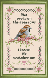 His Eye Is On The Sparrow Cross Stitch Pattern