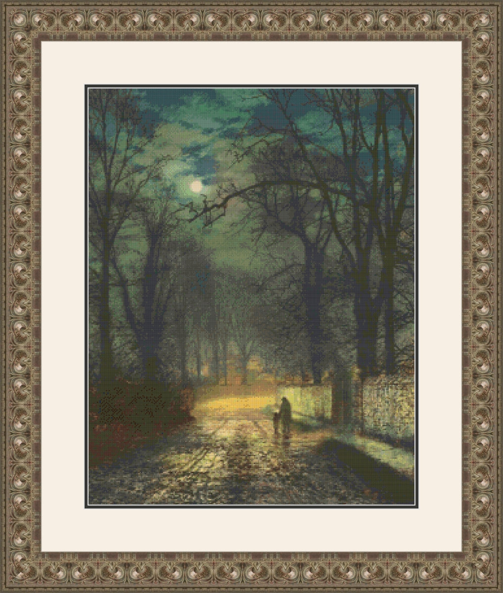 A Moonlit Lane – Grimshaw Cross Stitch Pattern