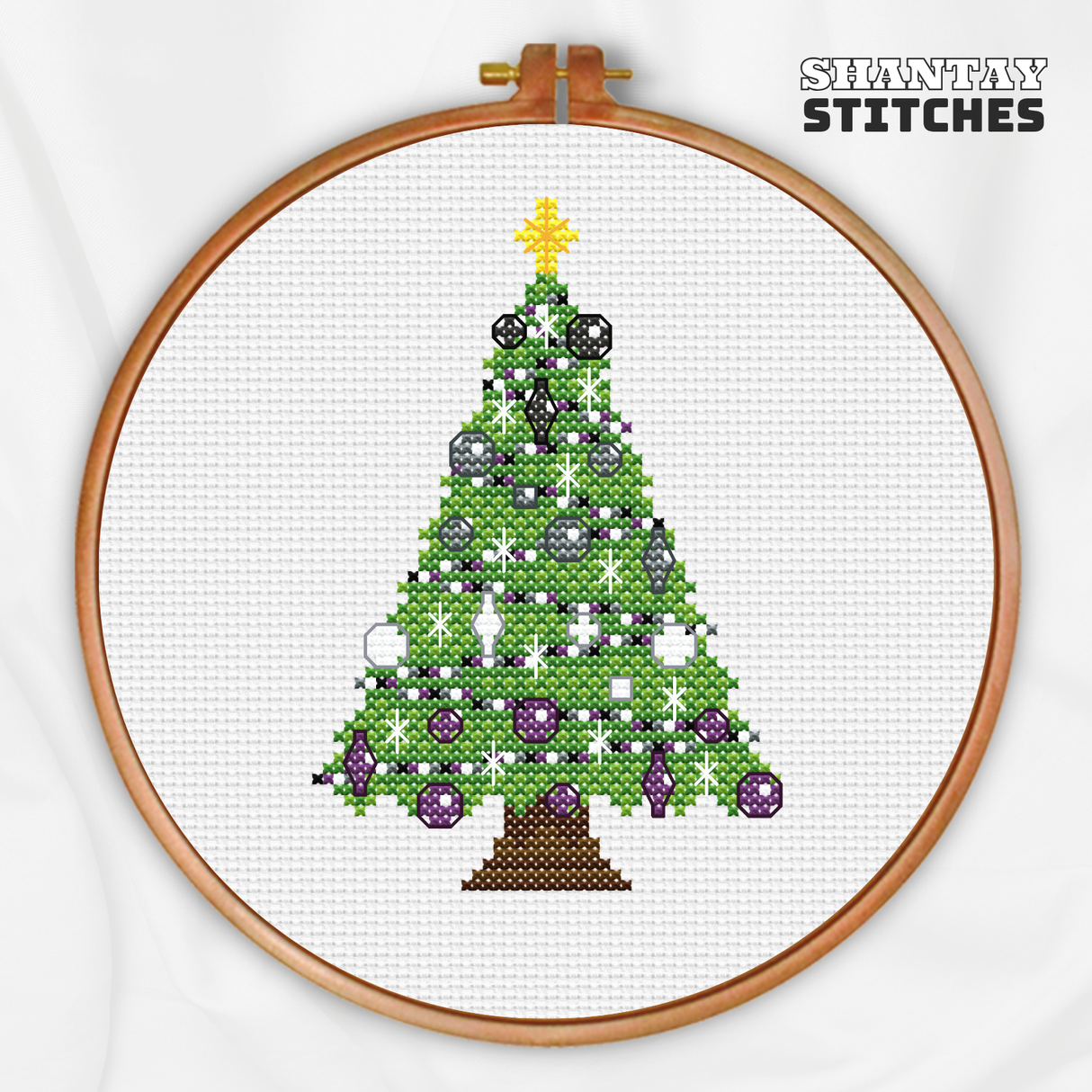 Ace Pride Christmas Tree Cross Stitch Pattern