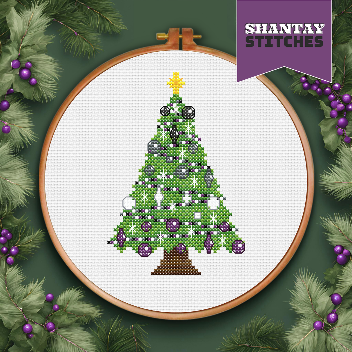 Ace Pride Christmas Tree Cross Stitch Pattern