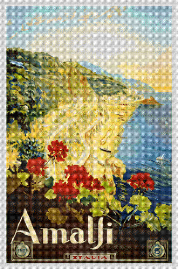 Amalfi Travel Poster Cross Stitch Pattern