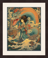 Anime Geisha with Chinese Dragon Cross Stitch Pattern