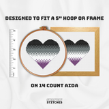 Asexual Pride Heart Cross Stitch Pattern