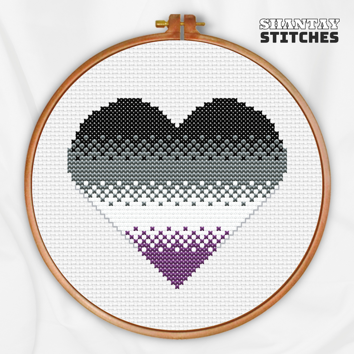 Asexual Pride Heart Cross Stitch Pattern