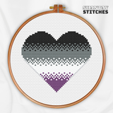 Asexual Pride Heart Cross Stitch Pattern