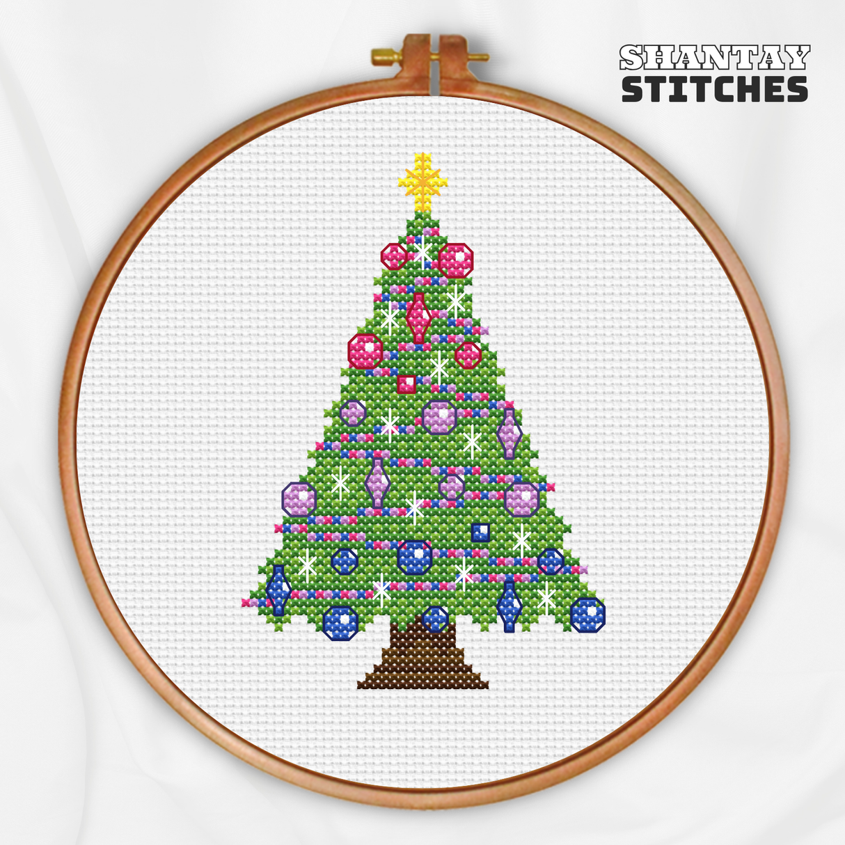 Bi Pride Christmas Tree Cross Stitch Pattern