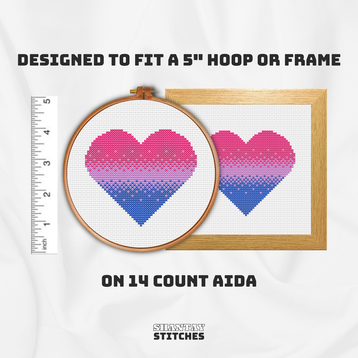 Bi Pride Heart Cross Stitch Pattern