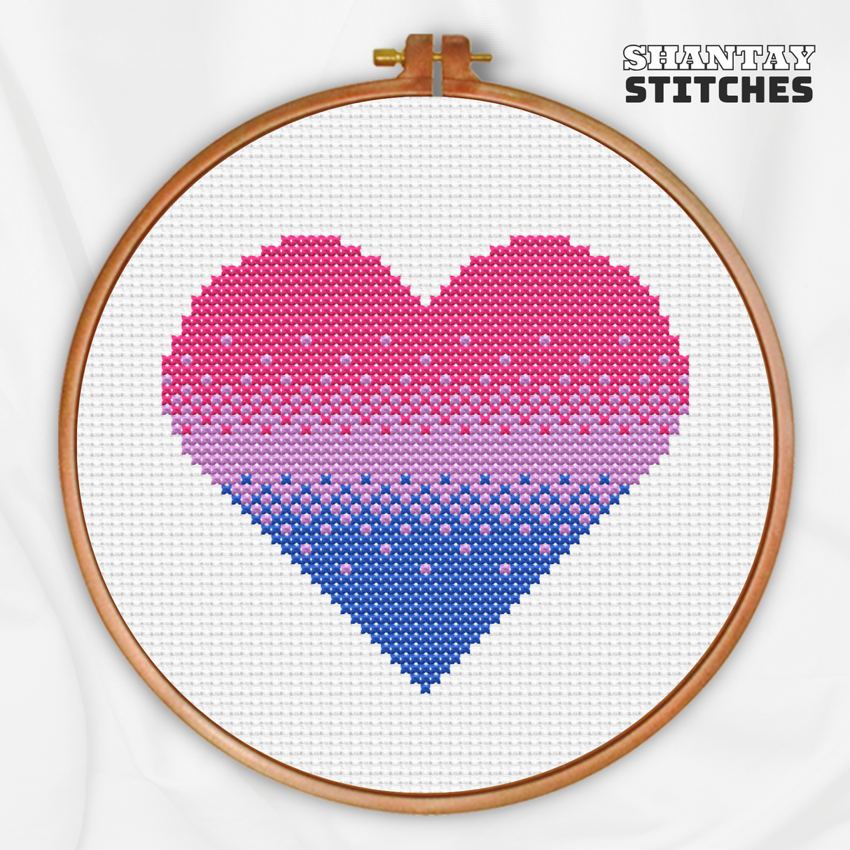 Bi Pride Heart Cross Stitch Pattern