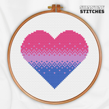 Bi Pride Heart Cross Stitch Pattern