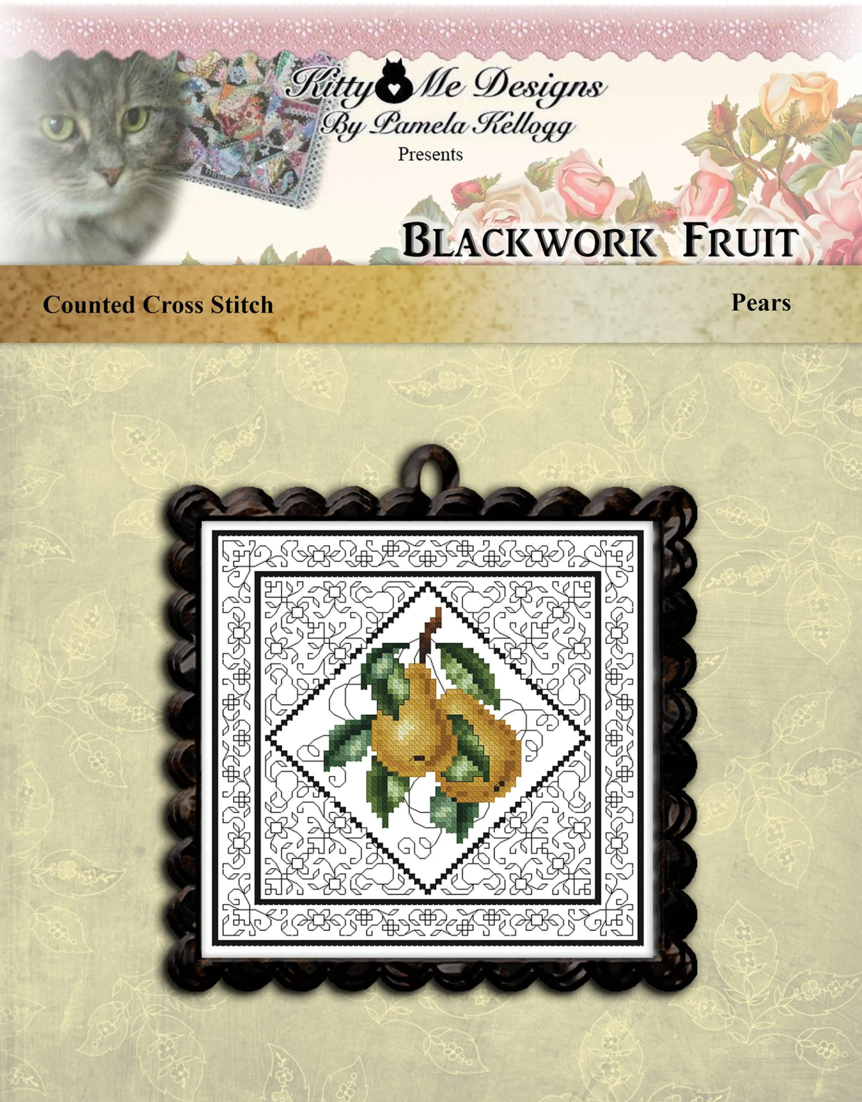 Blackwork Pears Cross Stitch Pattern