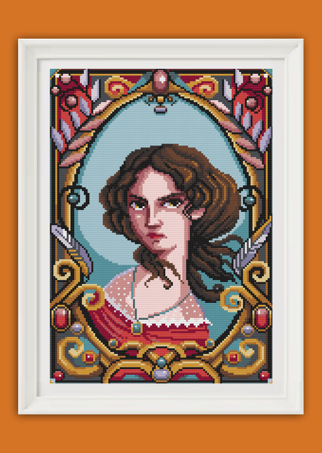 Catherine Earnshaw Portrait Emily Brontë Wuthering Heights Cross Stitch Pattern