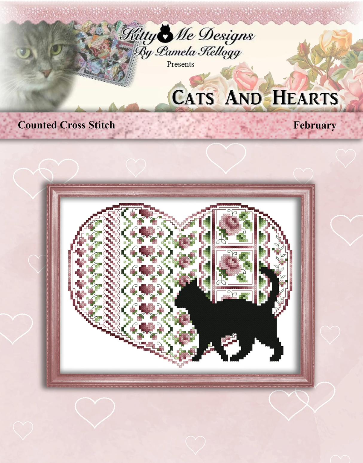 Cats And Hearts February Cross Stitch Pattern