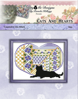 Cats And Hearts May Cross Stitch Pattern