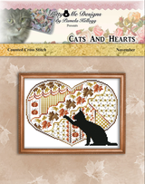 Cats And Hearts November Cross Stitch Pattern