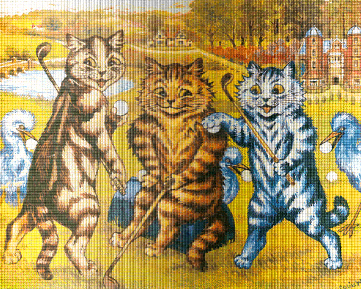 Cats Playing Golf Cross Stitch Pattern